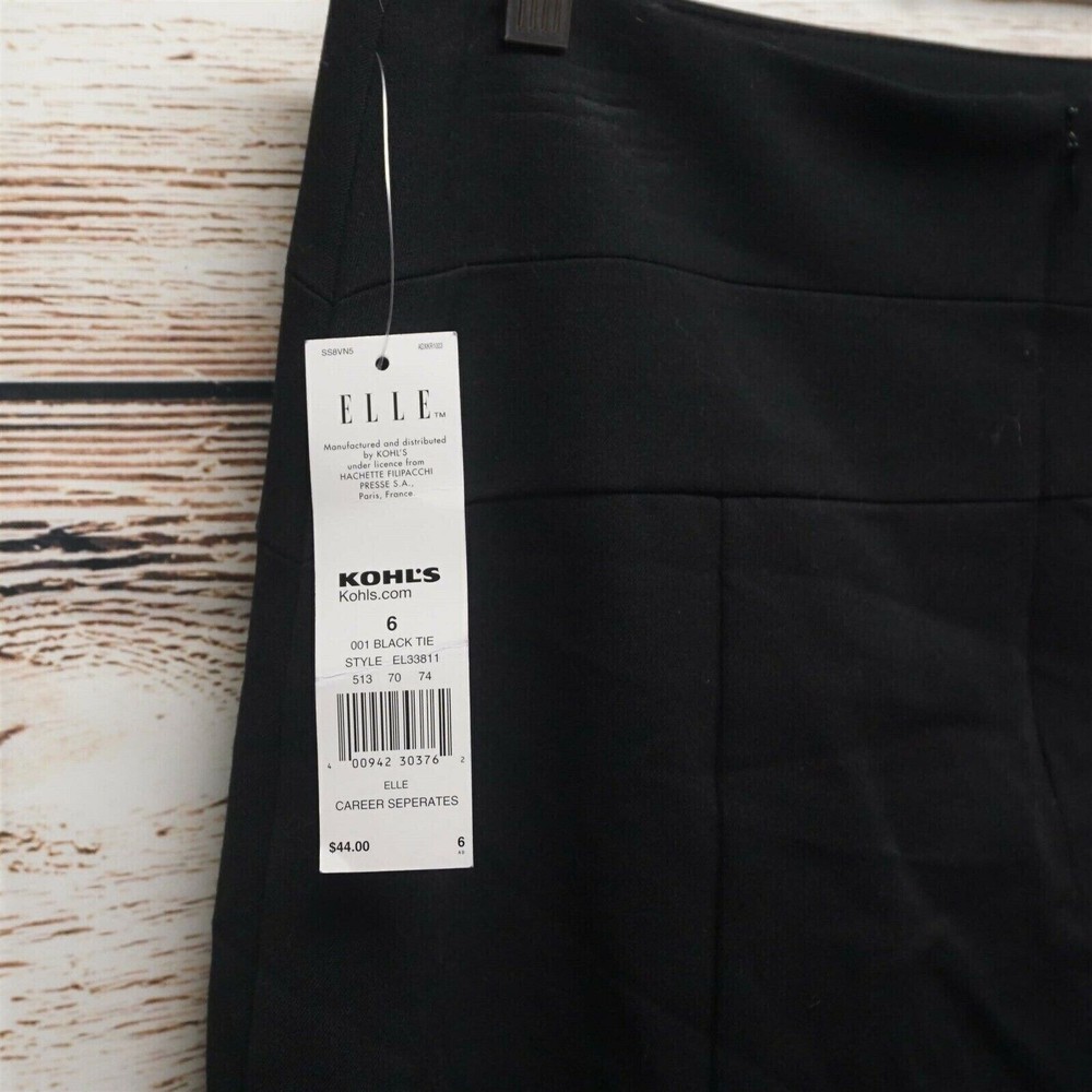 Elle Career Separates Skirt Size 6 Black Lined Back Zip A-line - Picture 3 of 4